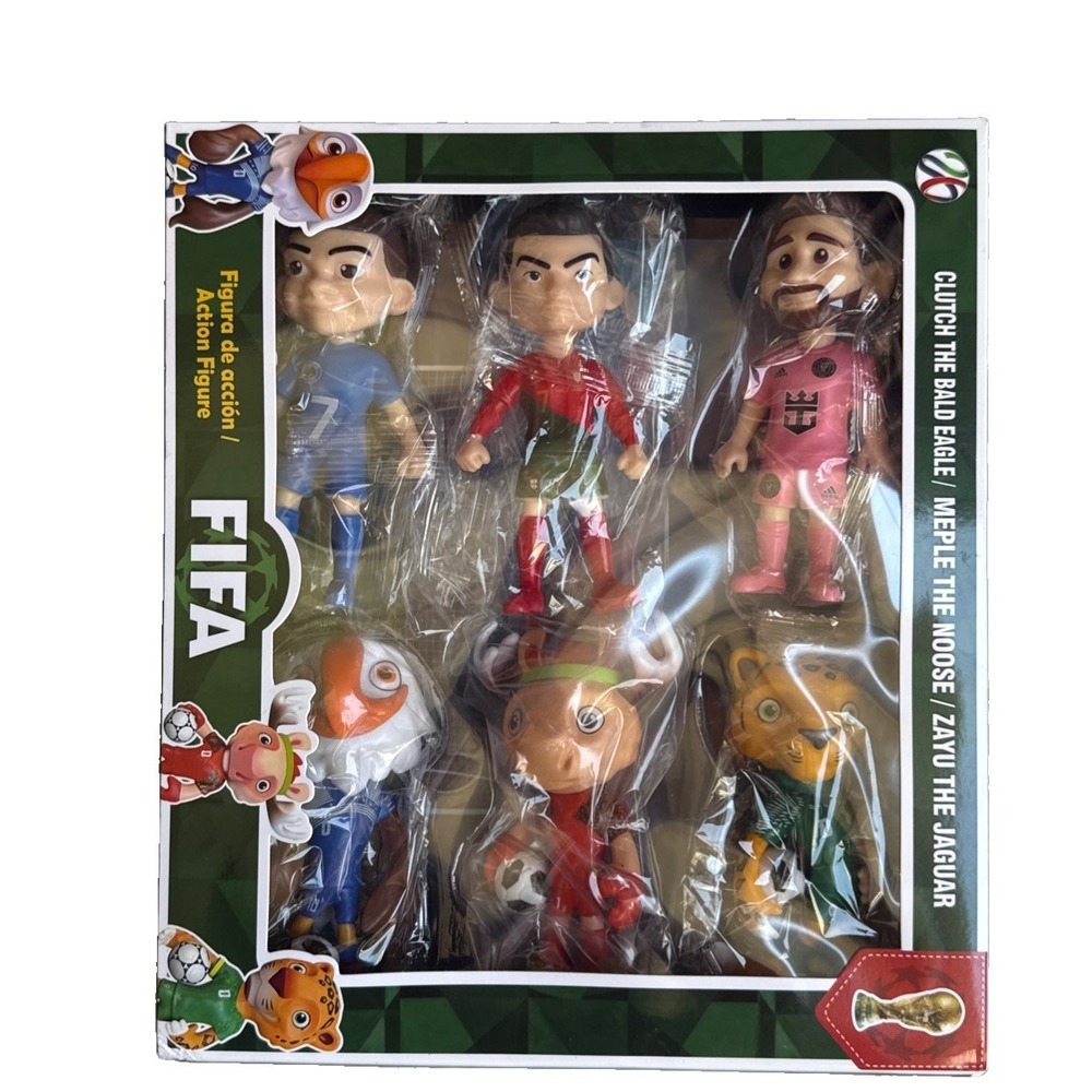 FIFA Soccer Football Stars & Mascots Action Figure 6-Pack Set Messi Ronaldo New